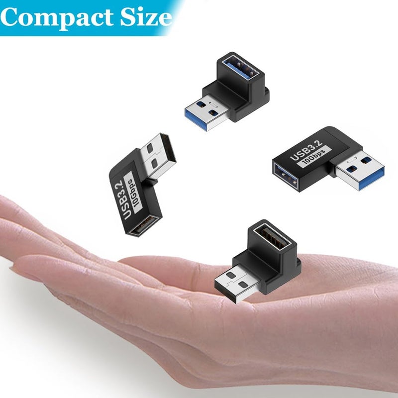 Warmstor 4 Pack 10Gbps USB 3.1 Male to Female Adapter 90 Degree Right Angle USB Cable Extension Connector 4 Types for PC, Desktop, Laptop, USB Hub, USB Charger and More - Image 2